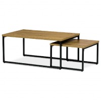 Sada 2 konferenčních stolů, MDF deska s dekorem divoký dub, černý kov. CT-619 OAK